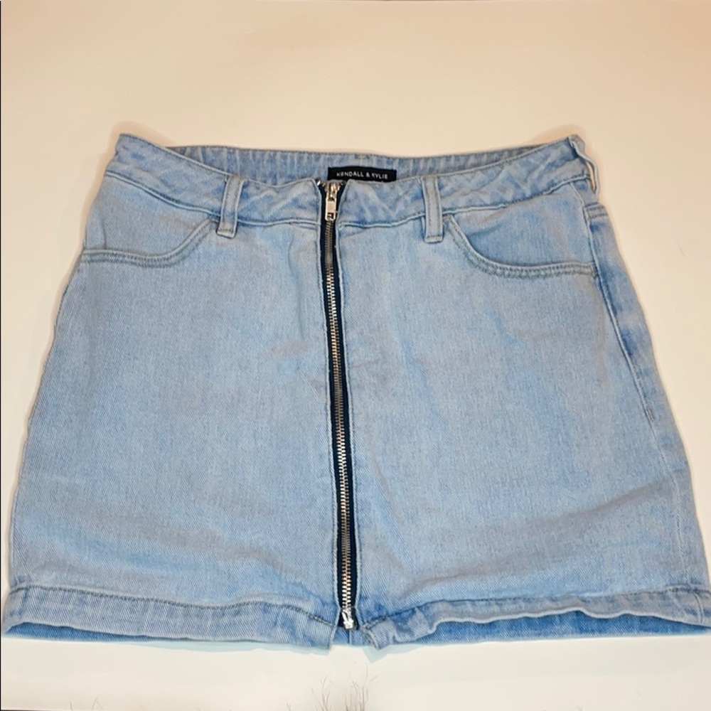 KENDALL&KYLIE ZIP-UP DENIM SKIRT